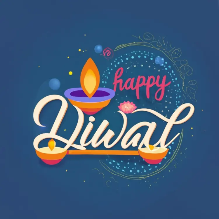 Diwali Lamp with Happy Diwali Text