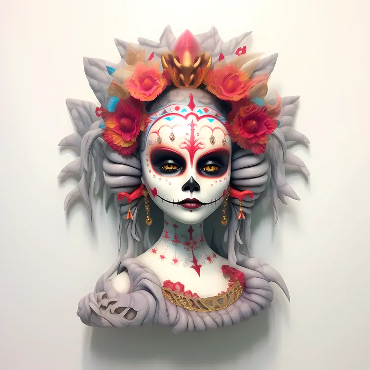 Day of the Dead Woman in Digital Art Style