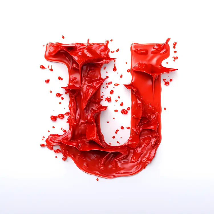 Red U Letter with Paint Splash