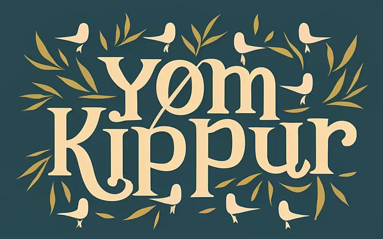 Yom Kippur Celebration with Doves and Leaves