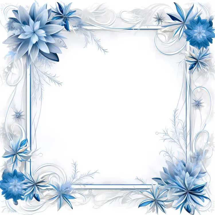 Elegant Blue Floral Frame
