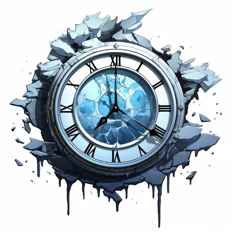 Frozen Clock in Ice
