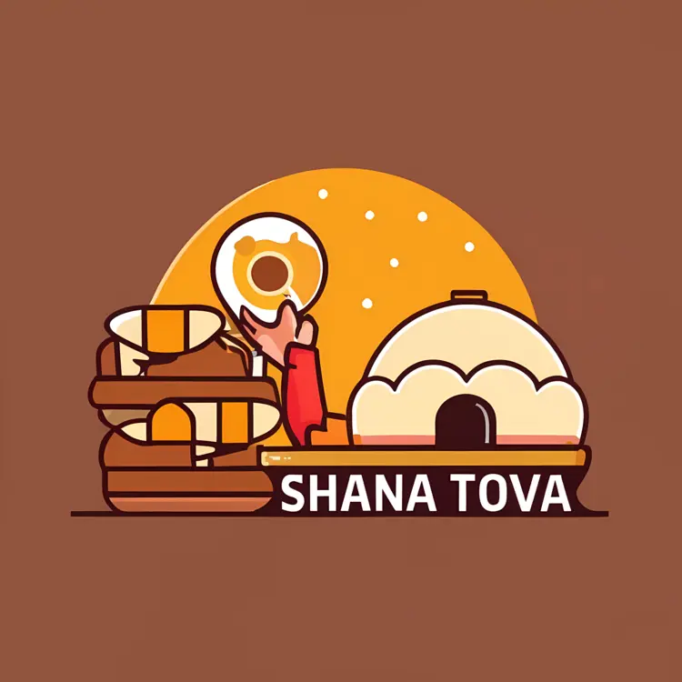 Shana Tova Greeting with Bread and Hand