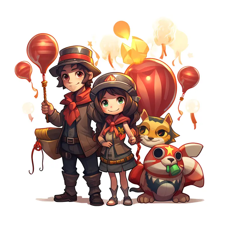 Two children with balloons