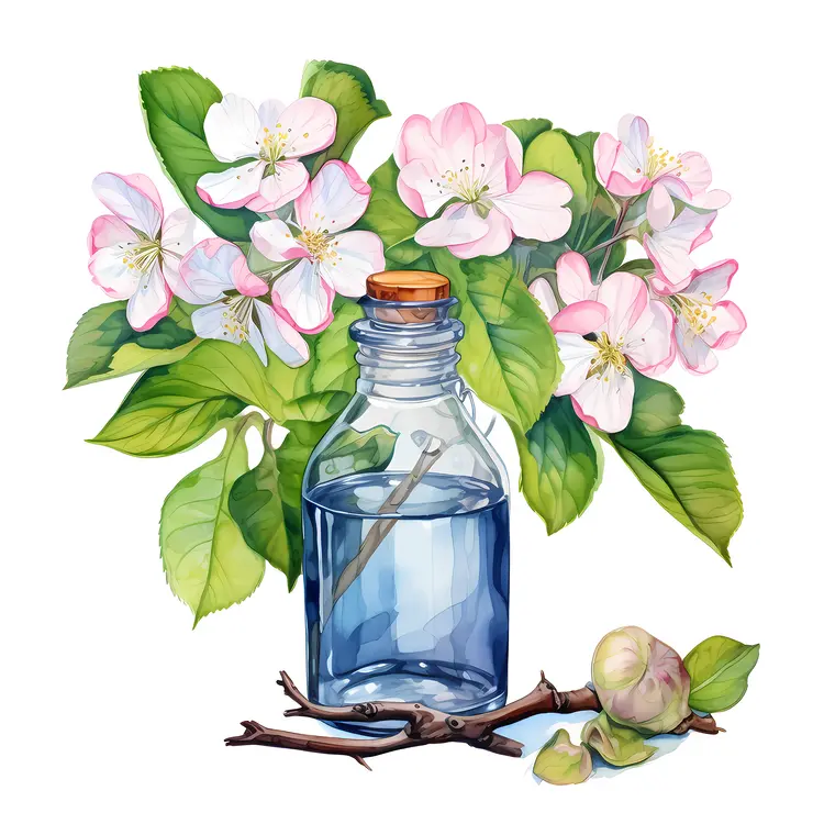 Bottle with Pink Flowers