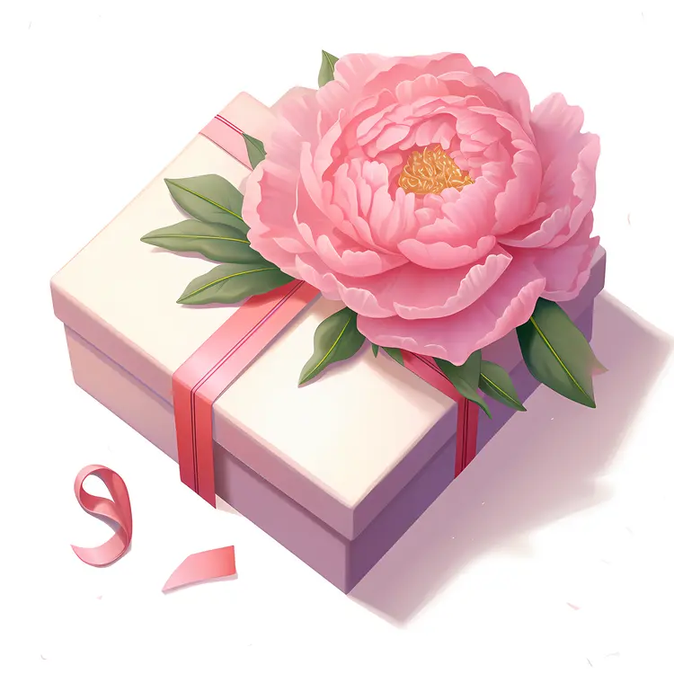 Elegant Pink Flower Gift Box with Ribbon