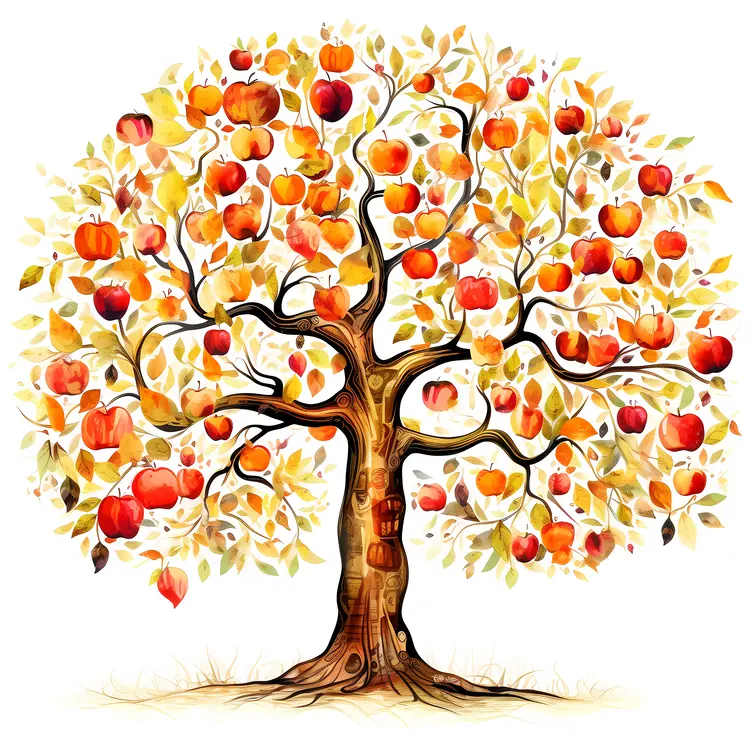Colorful Apple Tree in Autumn