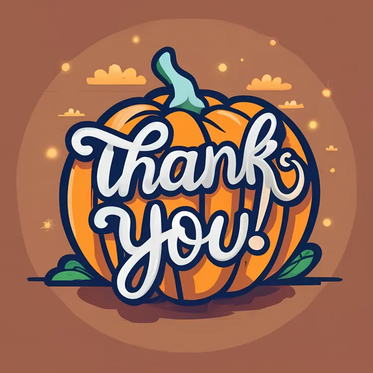 Thank You Pumpkin with Clouds and Stars
