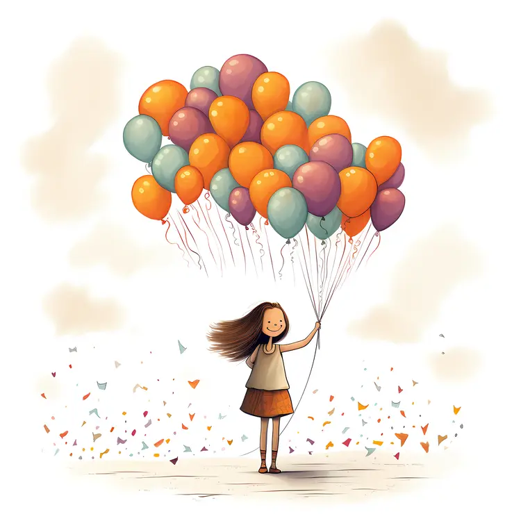 Happy Girl with Balloons