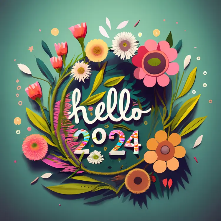 Floral Hello 2024 Greeting