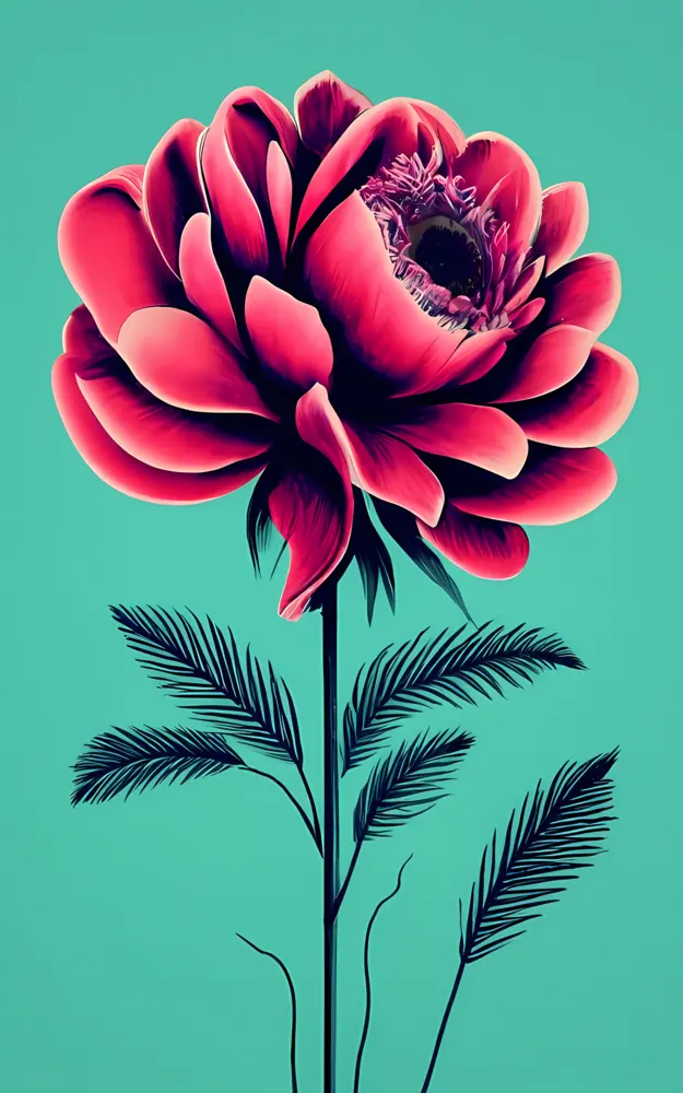 Red Flower with Green Background