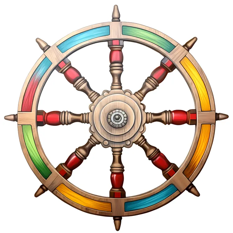 Colorful Nautical Ship Wheel Illustration