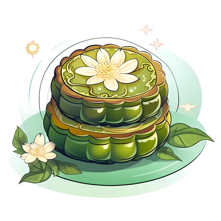 Stacked Mooncakes with Flower Design