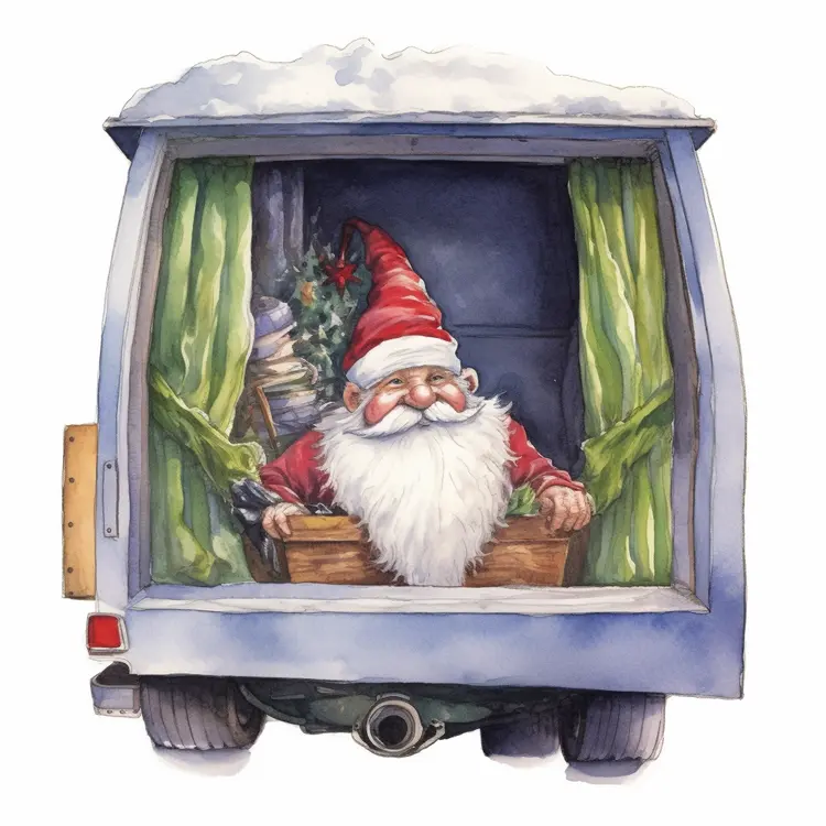 Santa Claus in a Festive Van