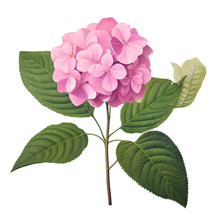 Pink Hydrangea Botanical Illustration