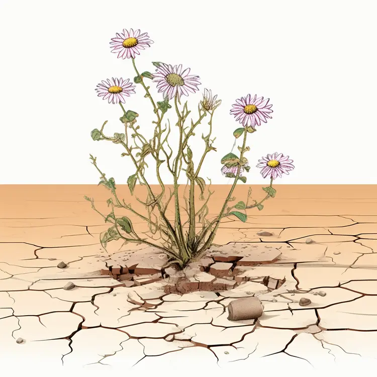 Resilient Flower Growing in Cracked Ground