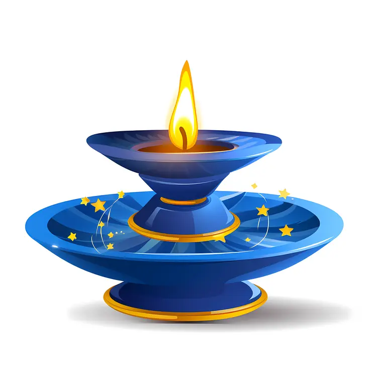 Blue Oil Lamp Illustration for Diwali Celebration