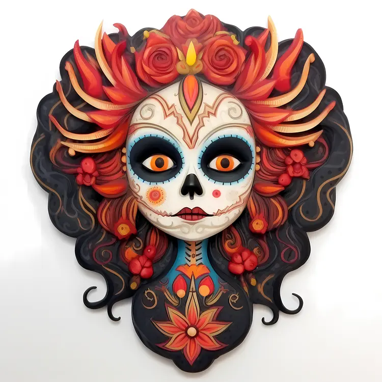 Colorful Sugar Skull Decoration for Day of the Dead Celebration