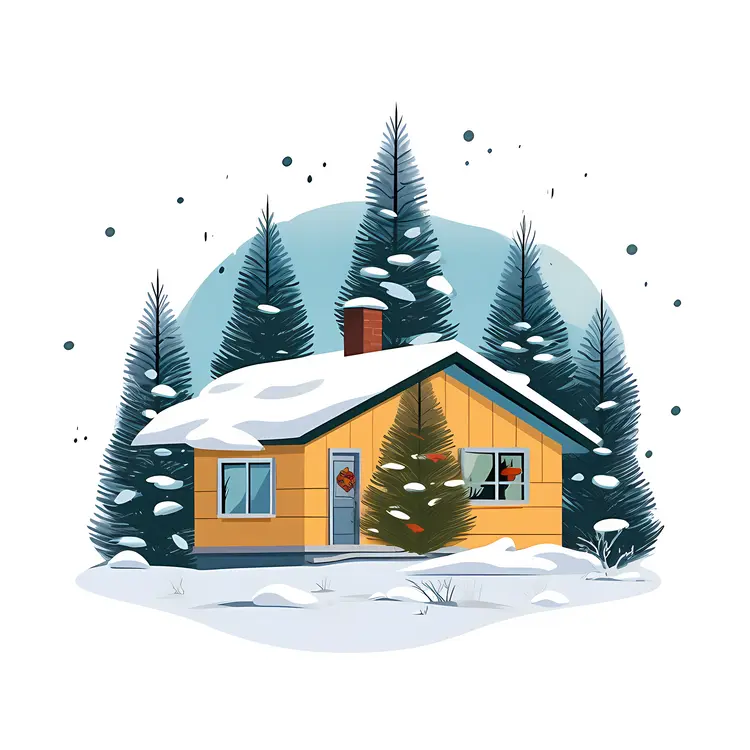 Small House in Snowy Forest