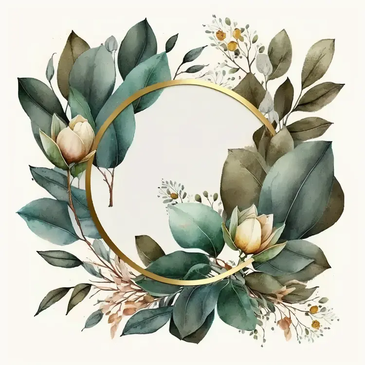 Elegant Floral Wreath with Leaves and Flowers