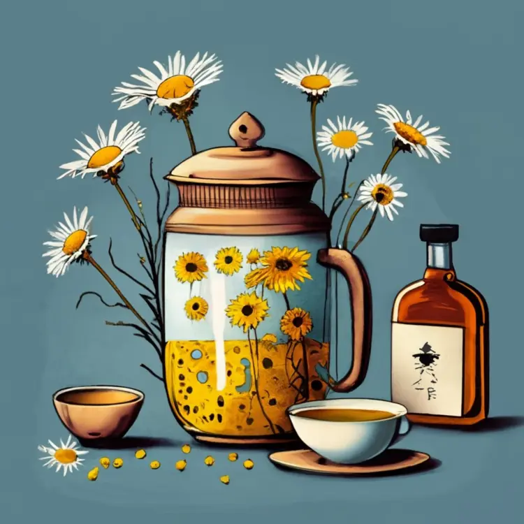 Teapot with Camomile Flowers