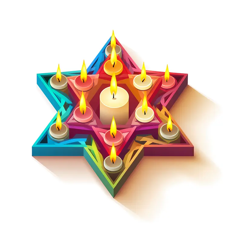 Colorful Star with Candles