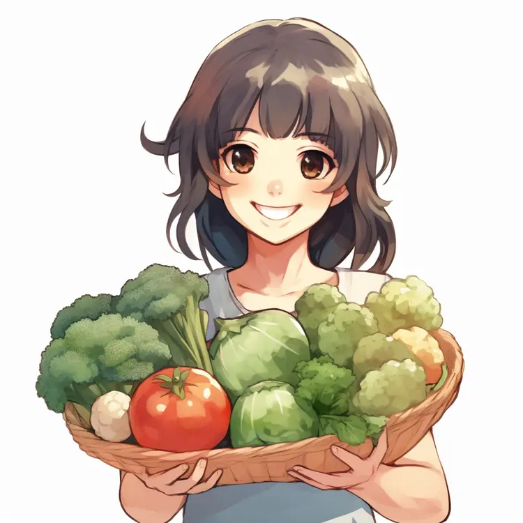 Smiling Girl with Fresh Vegetables