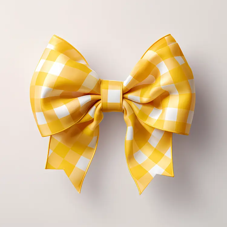 Yellow and White Checkered Bow