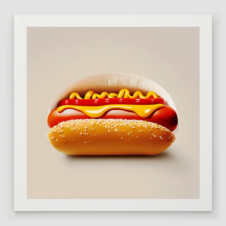 Delicious Hot Dog with Mustard and Ketchup