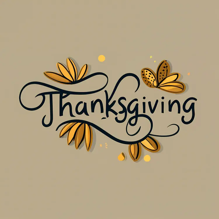Thanksgiving Text with Autumn Leaves