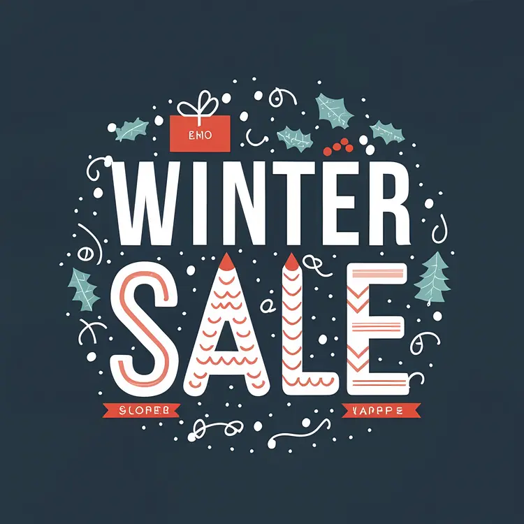 Winter Sale with Holly and Gifts