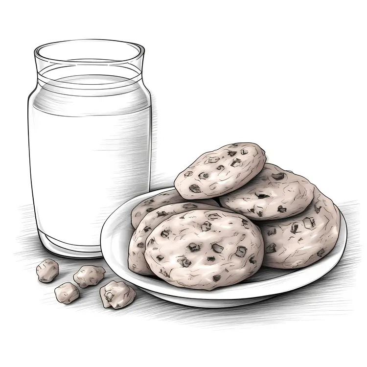 Delicious Cookies with Milk Illustration