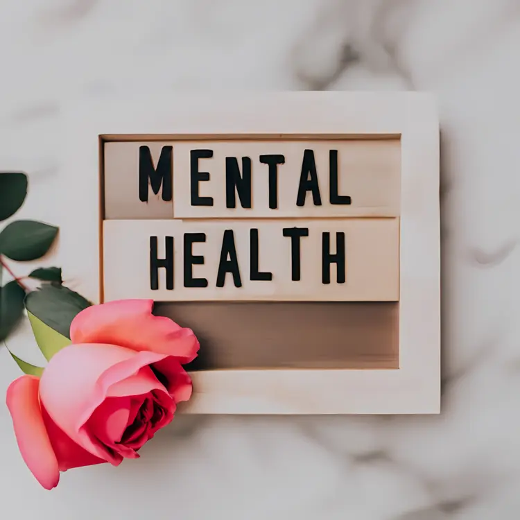 Mental Health Sign with Pink Rose