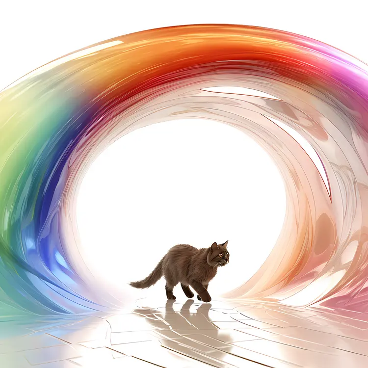 Cat Walking Through Rainbow Arch