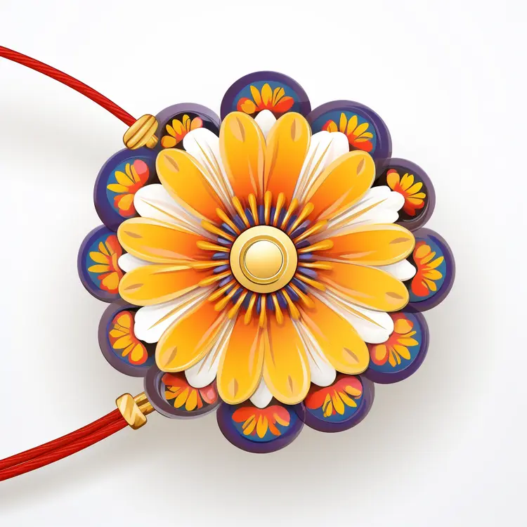 Colorful Flower Pendant with Red String