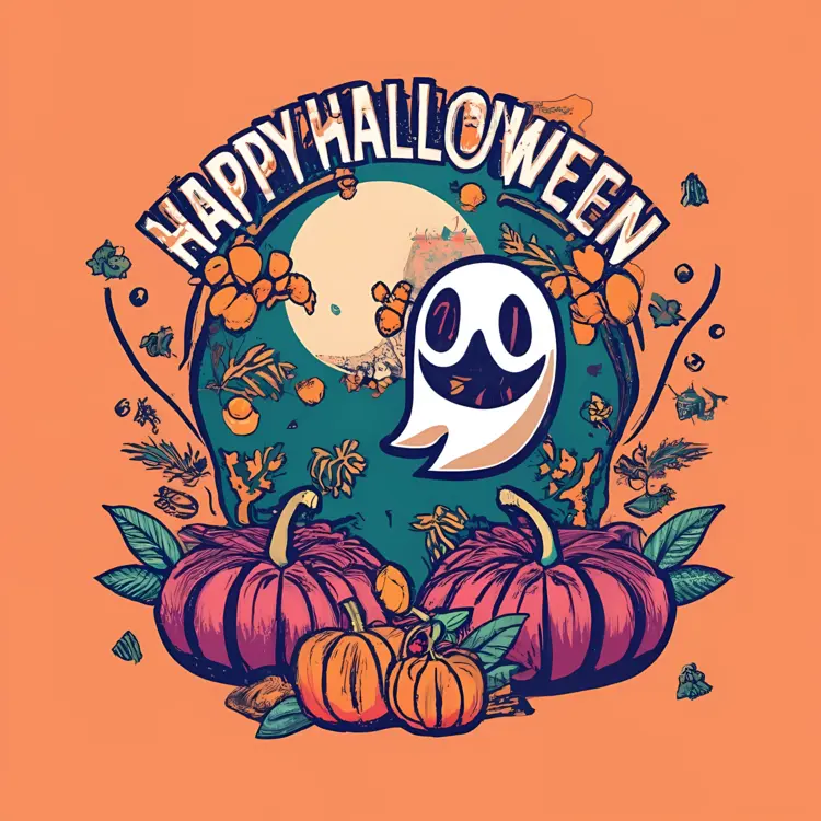 Ghost and Pumpkins for Halloween