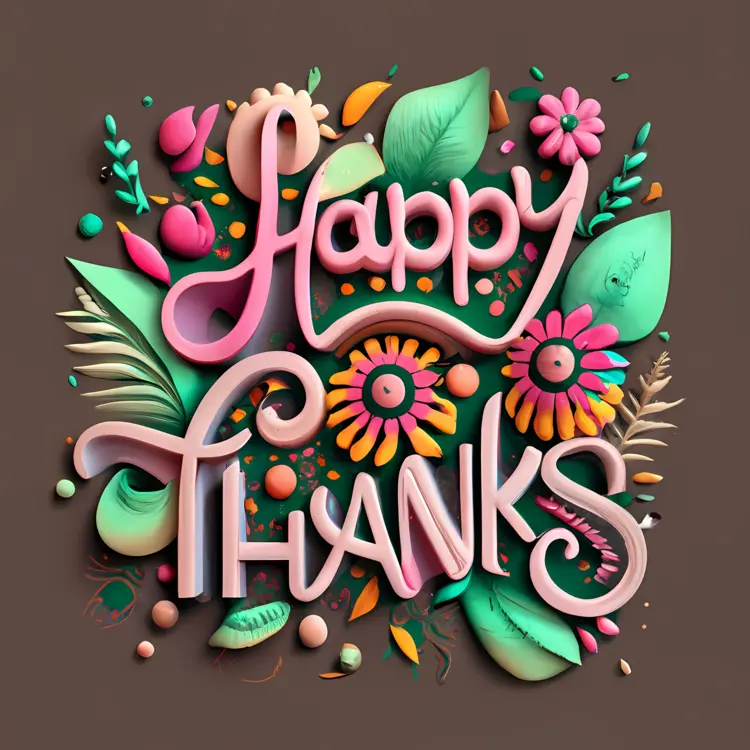 Happy Thanks with Floral Design