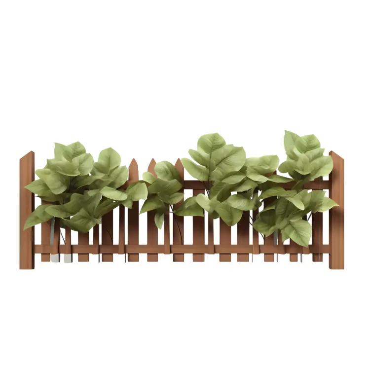 Wooden Fence with Green Leaves
