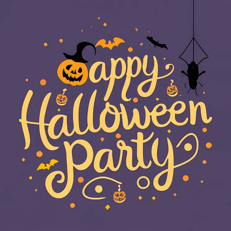 Happy Halloween Party with Pumpkin and Spider