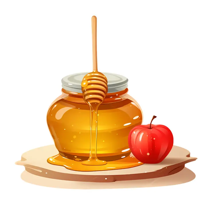 Honey Jar with Red Apple