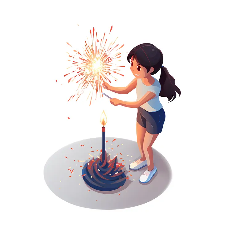 Girl Holding Sparkler