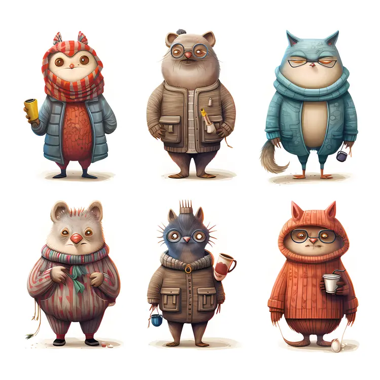 Adorable Animals in Cozy Winter Clothing
