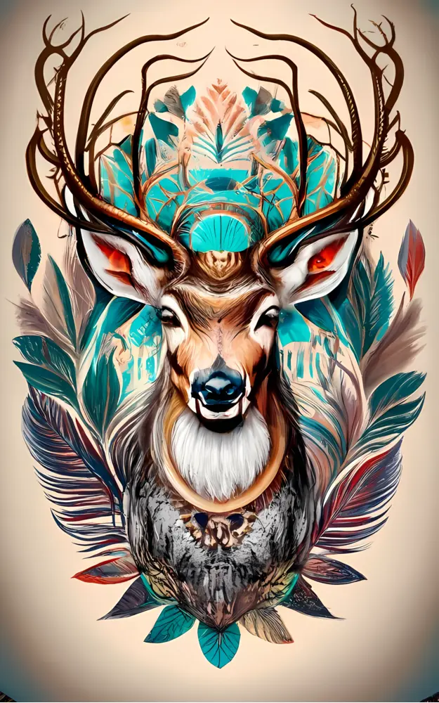Majestic Deer with Antlers in Artistic Style