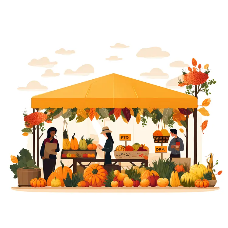 Farmers Market with Autumn Produce