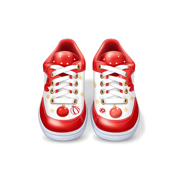 Red and White Sneakers with Decorative Patterns