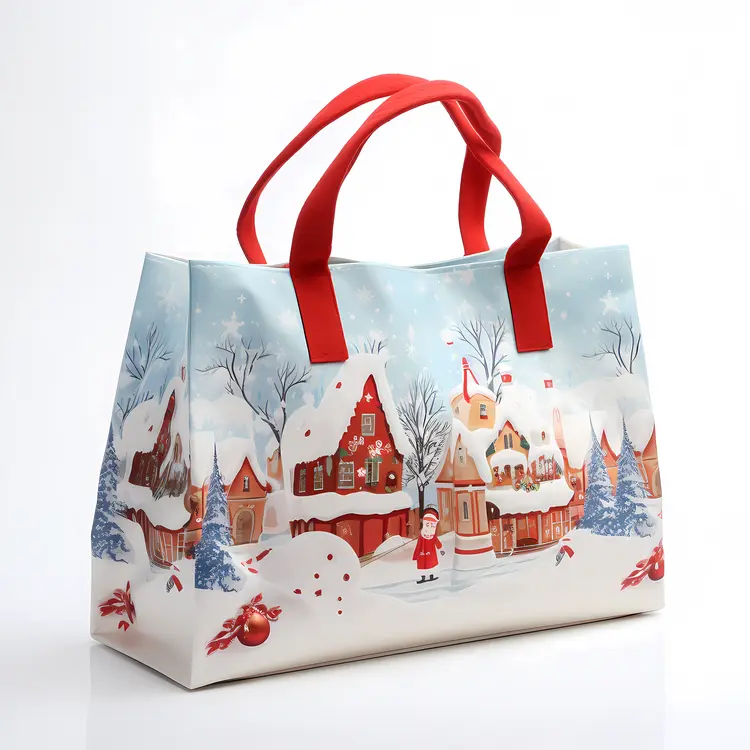 Winter Village Bag with Snowy Houses