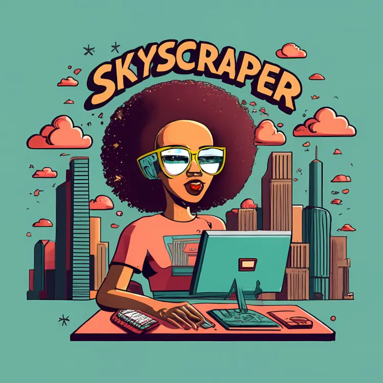 Woman with Skyscrapers Illustration