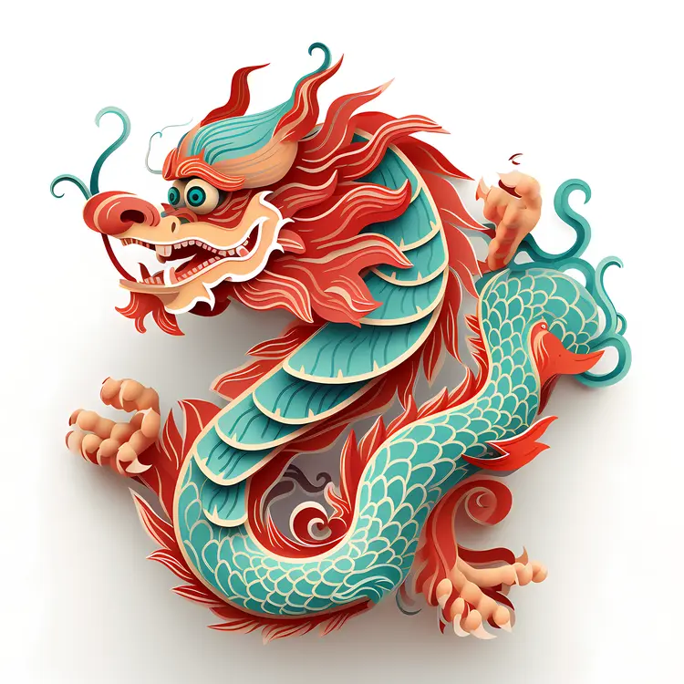 Green and Red Dragon Illustration