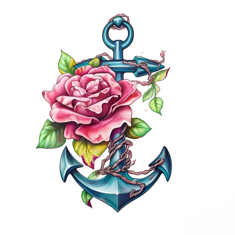 Anchor and Rose Artistic Illustration
