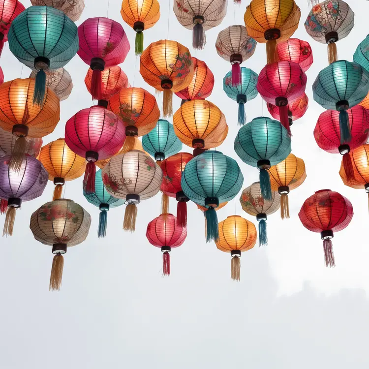 Colorful Hanging Lanterns for Chinese New Year Celebration